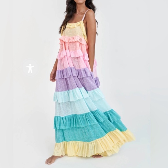 PITUSA Rainbow Ruffle Swim Cover-Up Dress - Picture 3 of 14